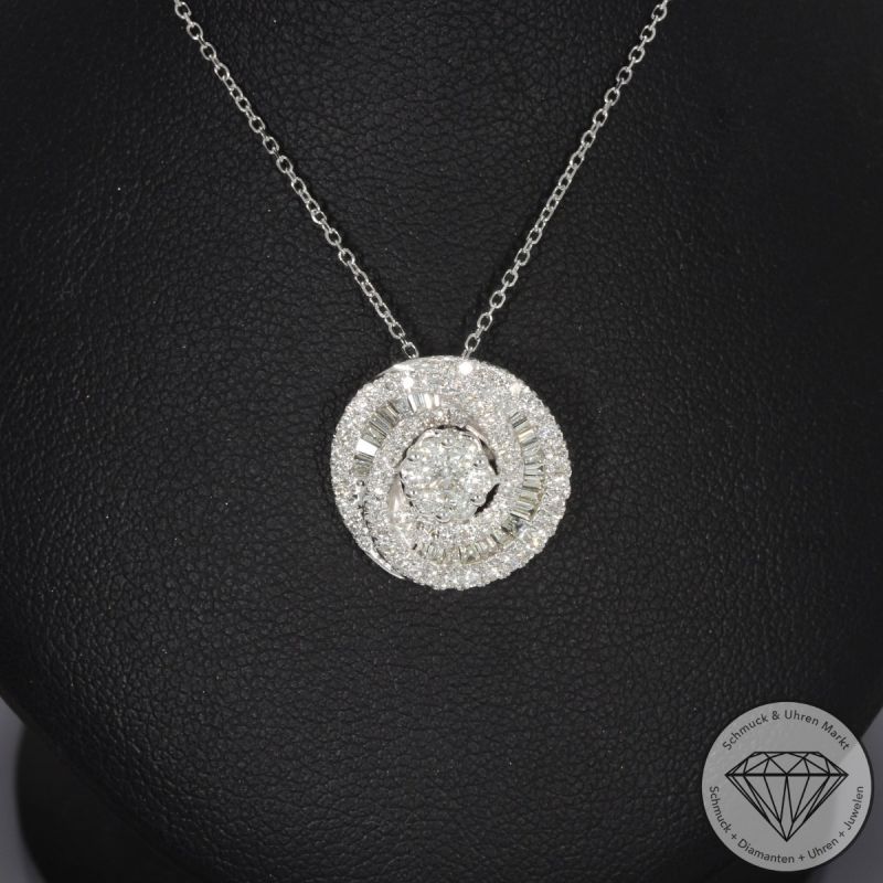 Wert 4150 € Brillant Diamant Anhänger & Kette in 585er 14 K Weißgold - 99167