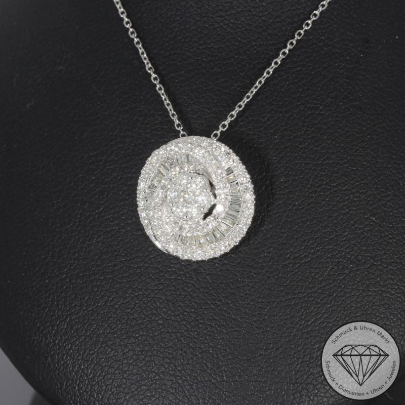Wert 4150 € Brillant Diamant Anhänger & Kette in 585er 14 K Weißgold - 99167