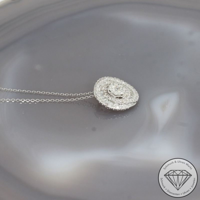 Wert 4150 € Brillant Diamant Anhänger & Kette in 585er 14 K Weißgold - 99167