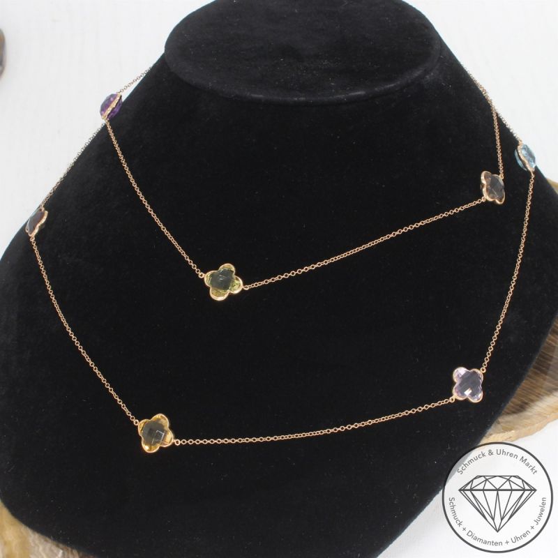 Wert 1740 € Farbedelstein Collier in 750er 18 K Gelbgold - 99168