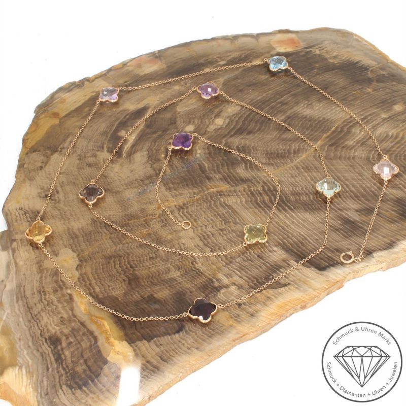 Wert 1740 € Farbedelstein Collier in 750er 18 K Gelbgold - 99168