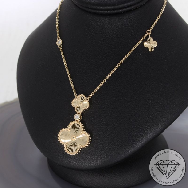 Wert 2950 € Brillant Collier Kleeblatt in 585er 14 K Gelbgold - H1613