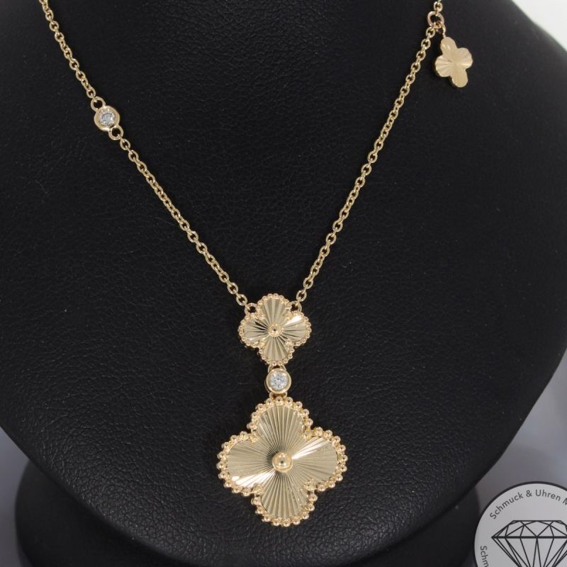 Wert 2950 € Brillant Collier Kleeblatt in 585er 14 K Gelbgold - H1613