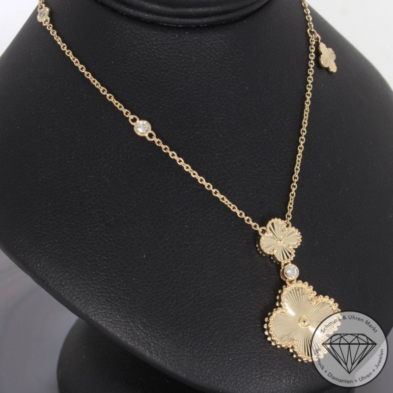 Wert 2950 € Brillant Collier Kleeblatt in 585er 14 K Gelbgold - H1613