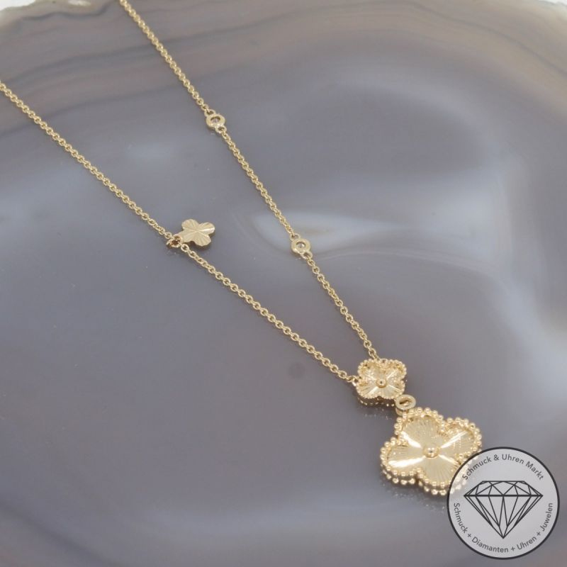 Wert 2950 € Brillant Collier Kleeblatt in 585er 14 K Gelbgold - H1613