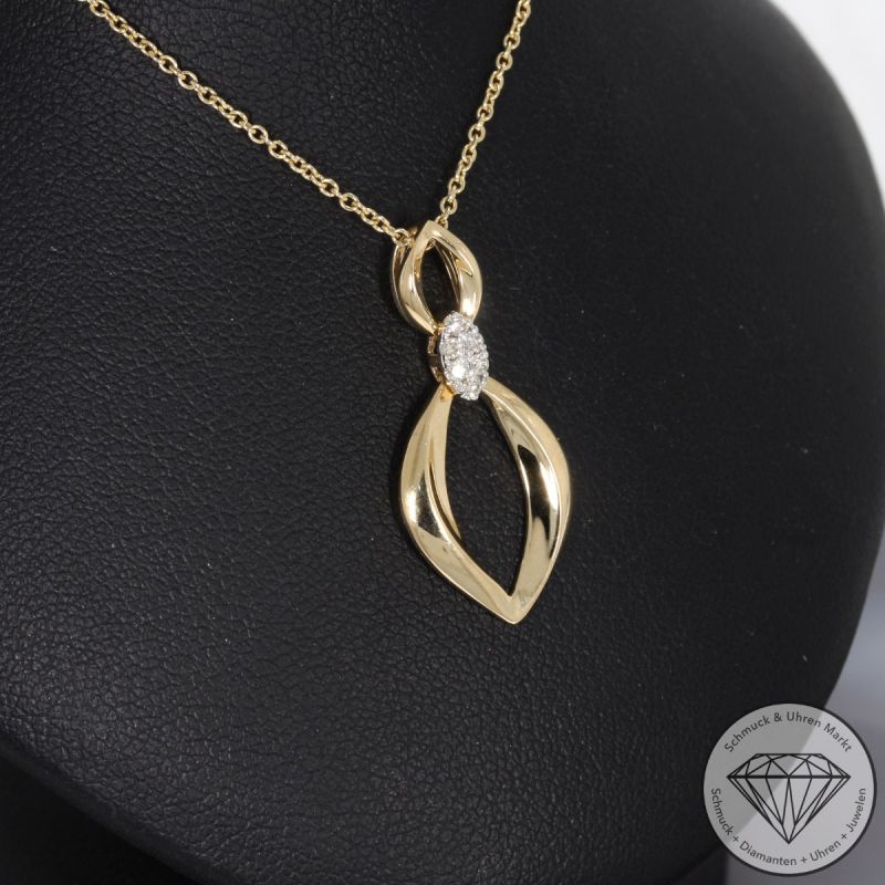 Wert 1850 € Brillant Anhänger & Kette in 585er 14 K Gelbgold - 99171