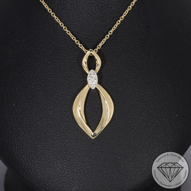 Wert 1850 € Brillant Anhänger & Kette in 585er 14 K Gelbgold - 99171