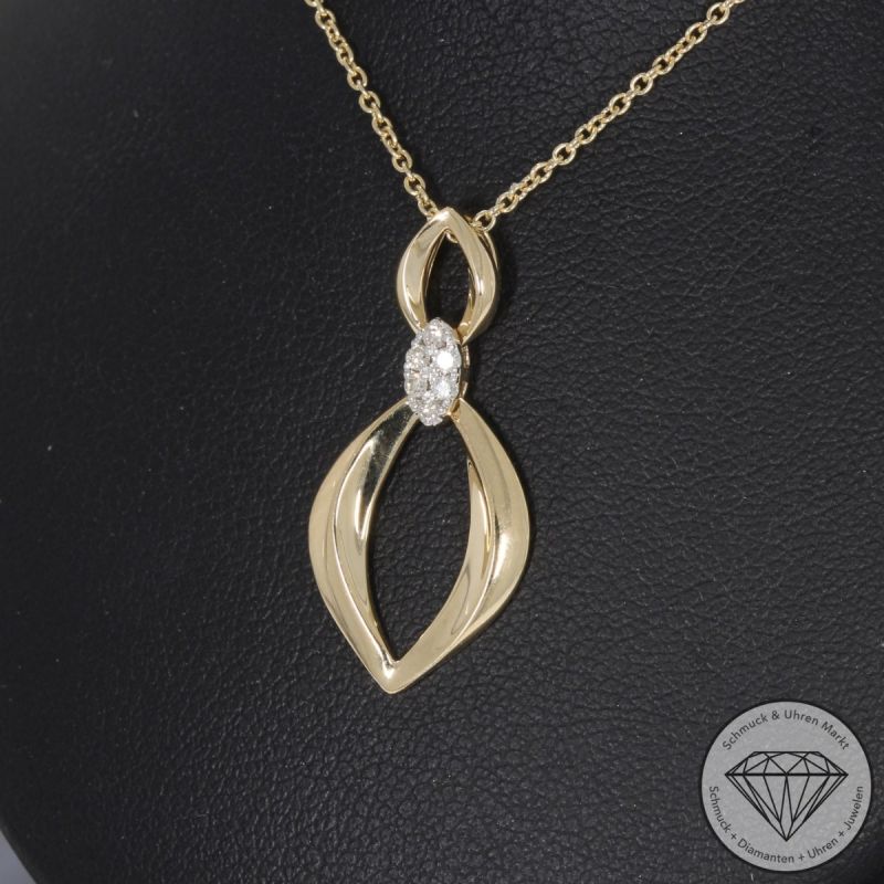 Wert 1850 € Brillant Anhänger & Kette in 585er 14 K Gelbgold - 99171
