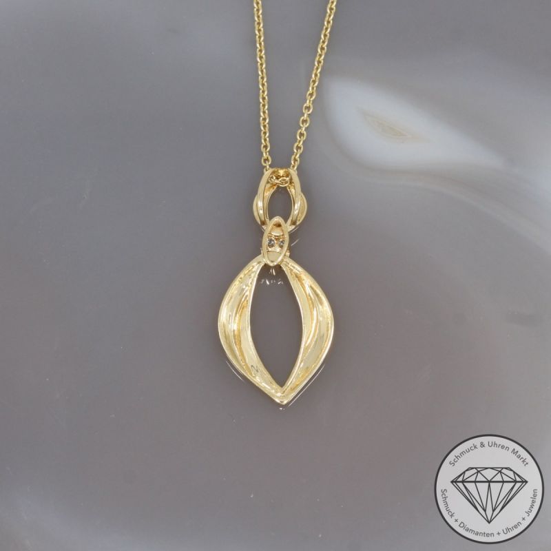 Wert 1850 € Brillant Anhänger & Kette in 585er 14 K Gelbgold - 99171