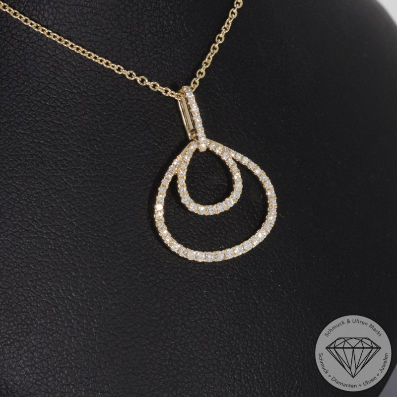 Wert 1990 € Diamant Anhänger & Kette (0,25 carat) in 585er 14 K Gelbgold - 99176