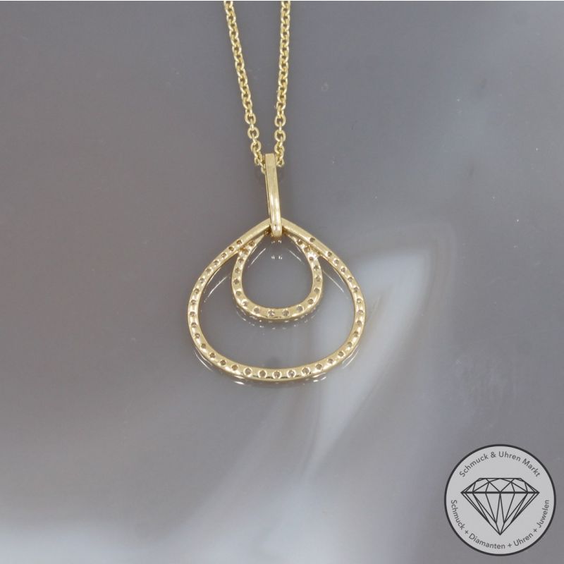 Wert 1990 € Diamant Anhänger & Kette (0,25 carat) in 585er 14 K Gelbgold - 99176