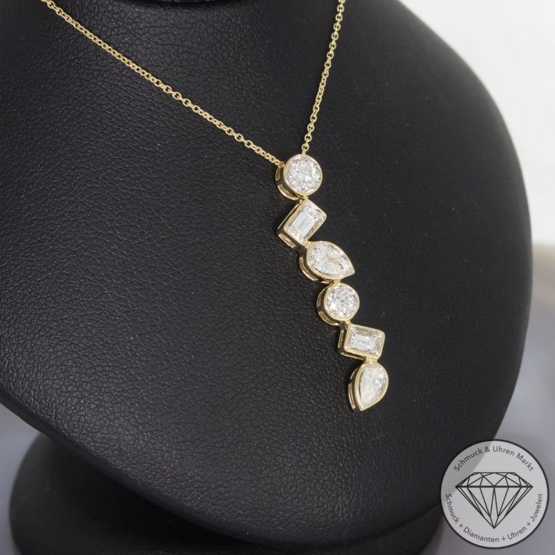 Wert 4590 € Brillant Diamant Collier in 585er 14 K Gelbgold - 99181