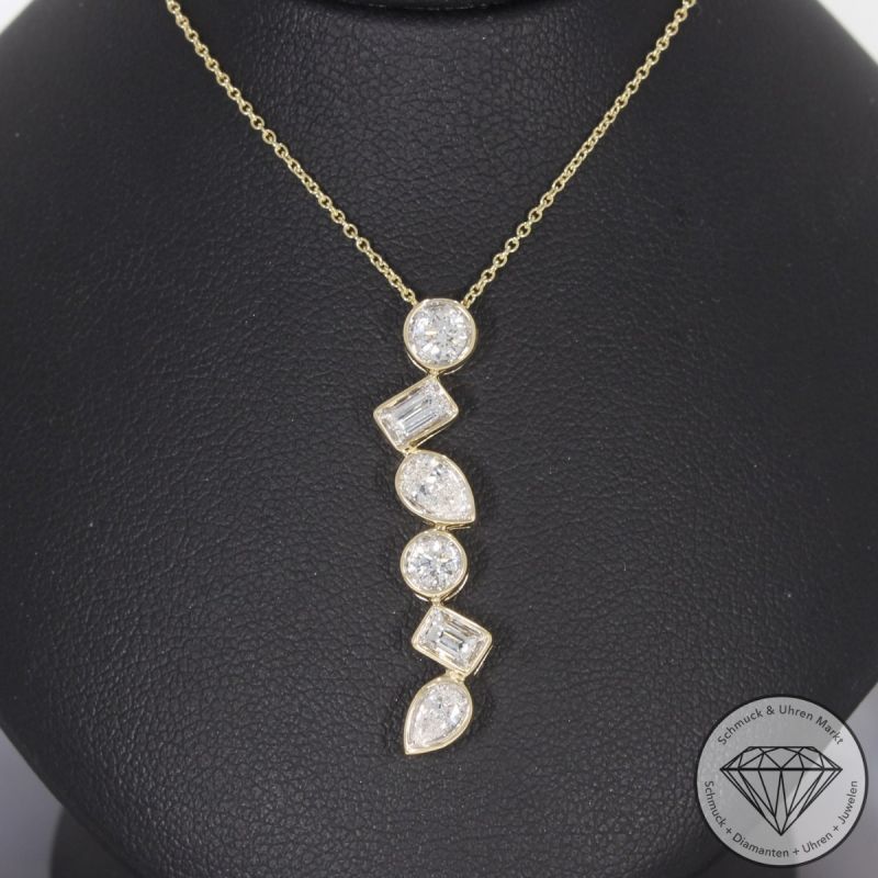 Wert 4590 € Brillant Diamant Collier in 585er 14 K Gelbgold - 99181