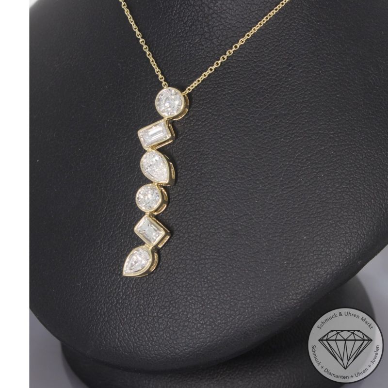 Wert 4590 € Brillant Diamant Collier in 585er 14 K Gelbgold - 99181