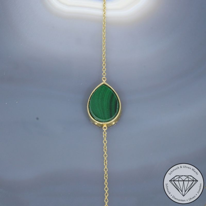 Wert 960 € Brillant Malachit Armband in 585er 14 K Gelbgold - 99192