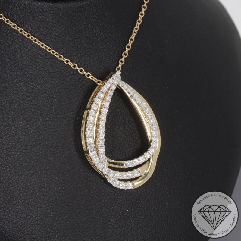 Wert 3790 € Brillant Diamant Anhänger & Kette in 585er 14 K Gelbgold - 99197