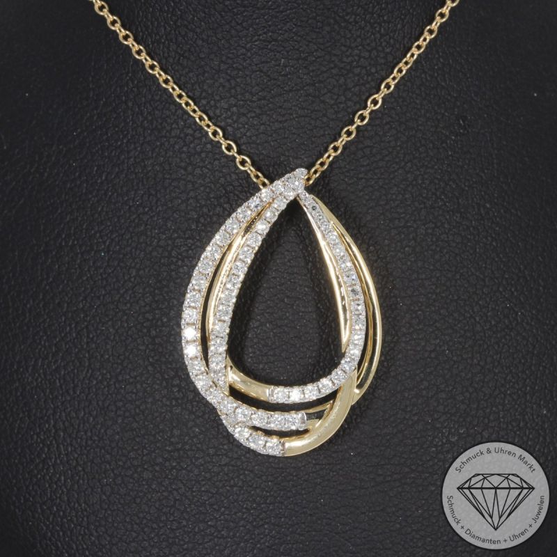 Wert 3790 € Brillant Diamant Anhänger & Kette in 585er 14 K Gelbgold - 99197