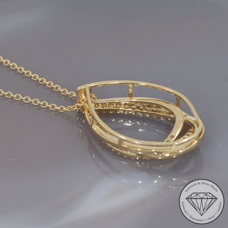 Wert 3790 € Brillant Diamant Anhänger & Kette in 585er 14 K Gelbgold - 99197