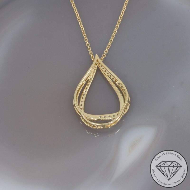 Wert 2850 € Brillant Diamant Anhänger & Kette in 585er 14 K Gelbgold - 99199