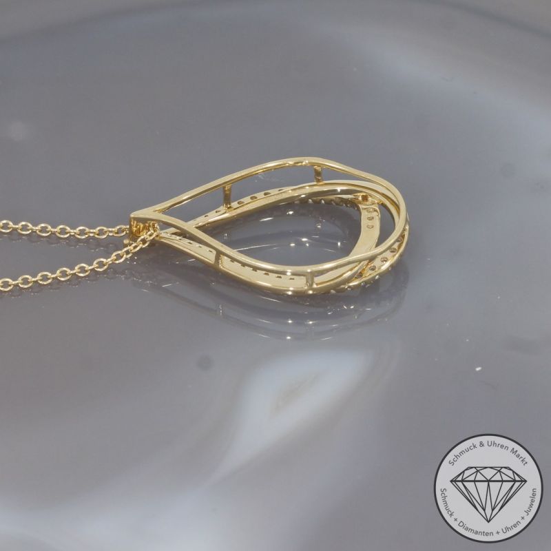 Wert 2850 € Brillant Diamant Anhänger & Kette in 585er 14 K Gelbgold - 99199