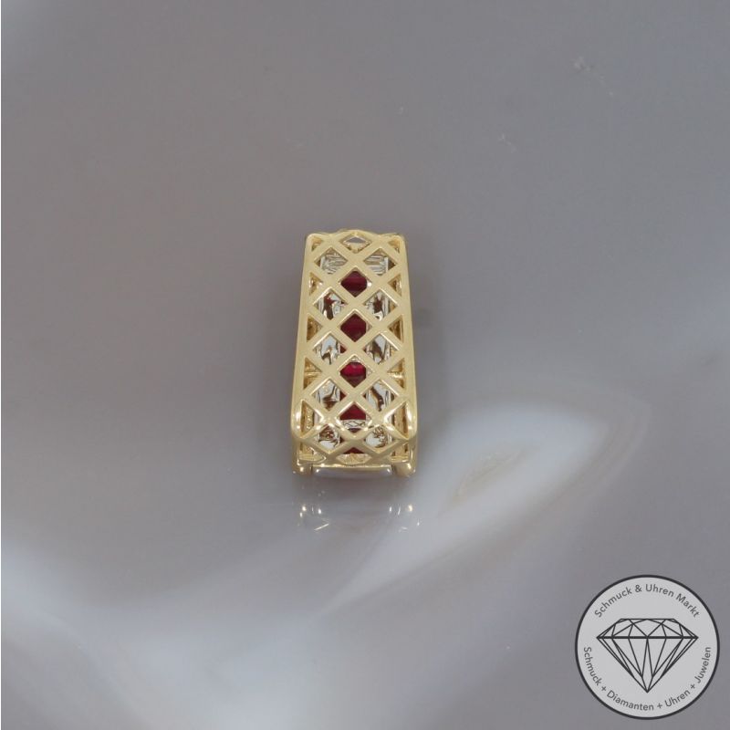 Wert 1850 € Diamant Rubin Anhänger in 585er 14 K Gelbgold - 99205