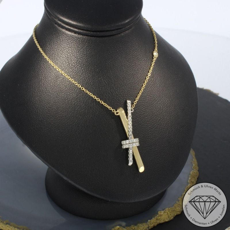 Wert 2650 € Bicolor Brillant Collier (0,30 carat) in 585er 14 K Gold - 99210