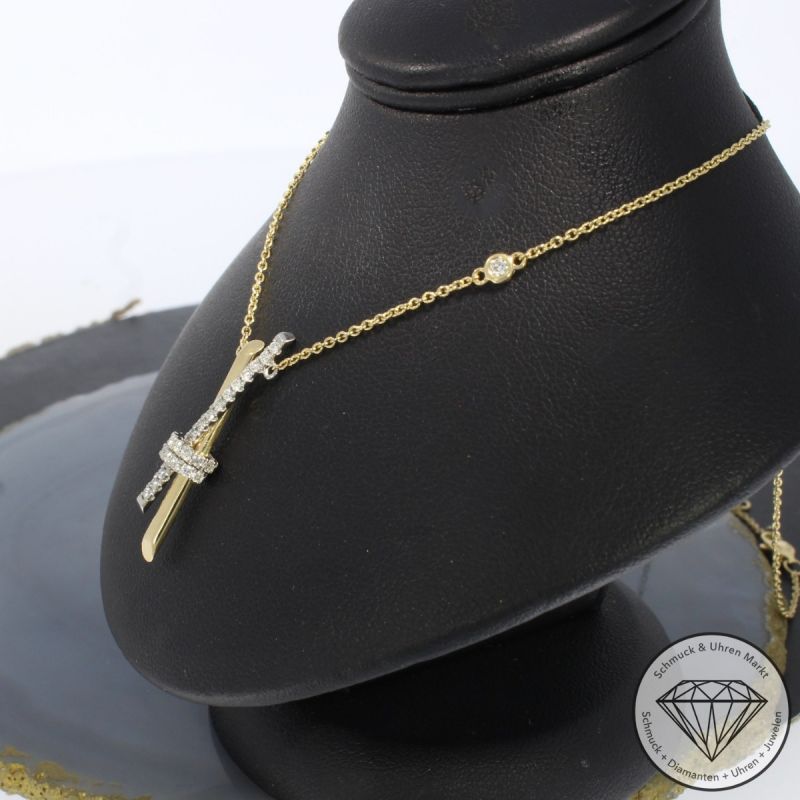 Wert 2650 € Bicolor Brillant Collier (0,30 carat) in 585er 14 K Gold - 99210