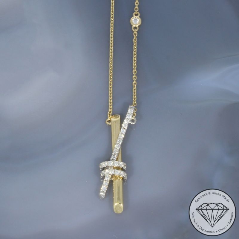 Wert 2650 € Bicolor Brillant Collier (0,30 carat) in 585er 14 K Gold - 99210