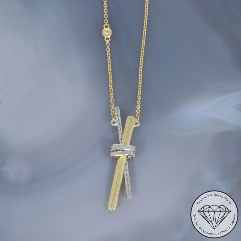 Wert 2650 € Bicolor Brillant Collier (0,30 carat) in 585er 14 K Gold - 99210