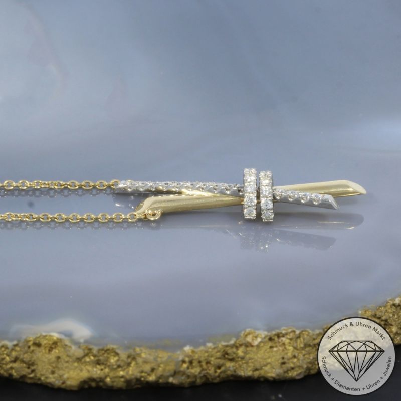 Wert 2650 € Bicolor Brillant Collier (0,30 carat) in 585er 14 K Gold - 99210