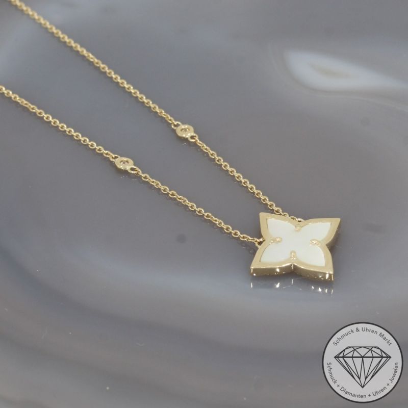 Wert 2290 € Brillant Perlmutt Collier in 585er 14 K Gelbgold - H29