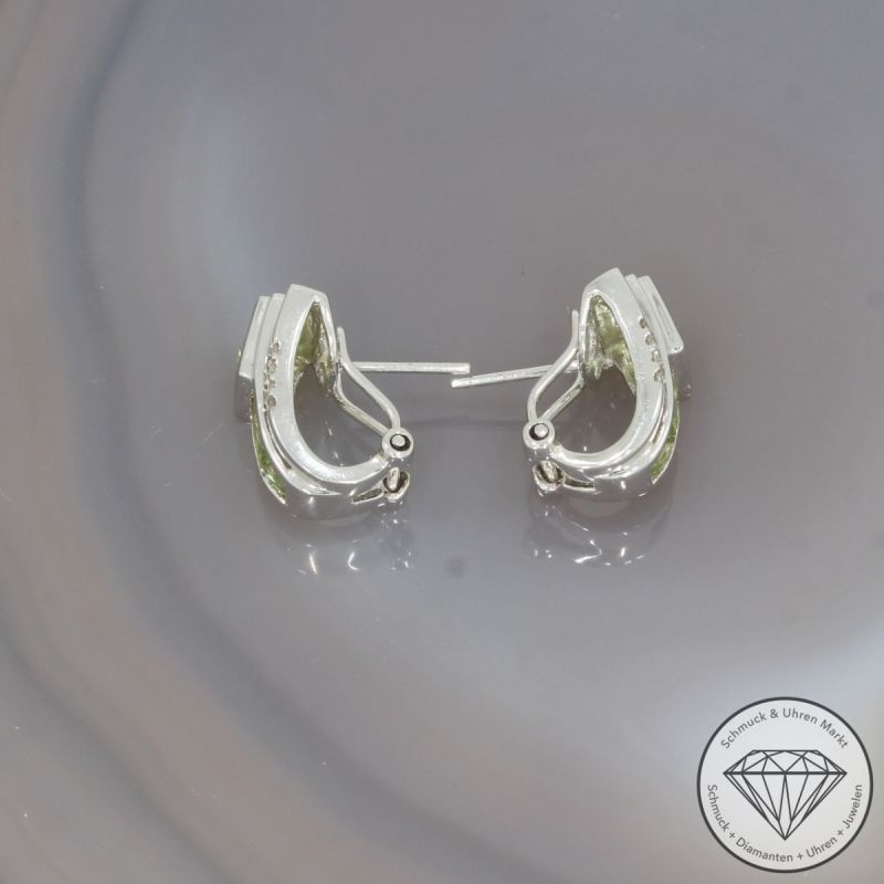 Wert 1730 € Brillant Peridot Ohrringe in 585er 14 K Weißgold - 99222