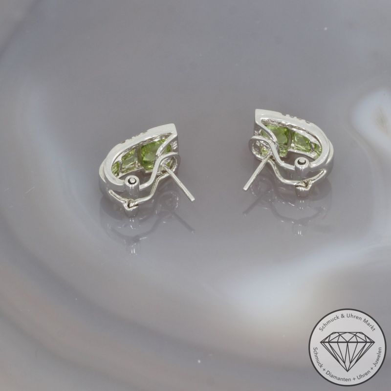 Wert 1730 € Brillant Peridot Ohrringe in 585er 14 K Weißgold - 99222