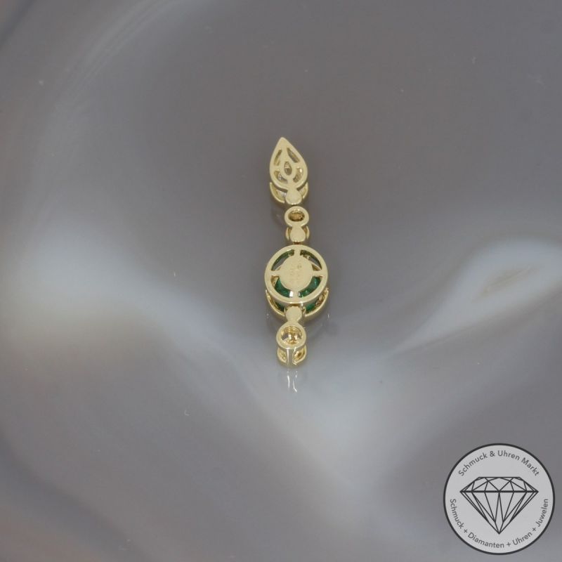 Wert 2290 € Brillant Diamant Smaragd Anhänger in 585er 14 K Gelbgold - 99224