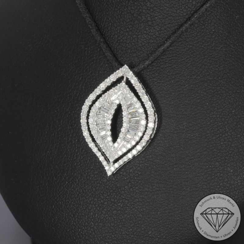 Wert 3590 € Brillant Diamant Anhänger 585er 14 K Weißgold - 99227