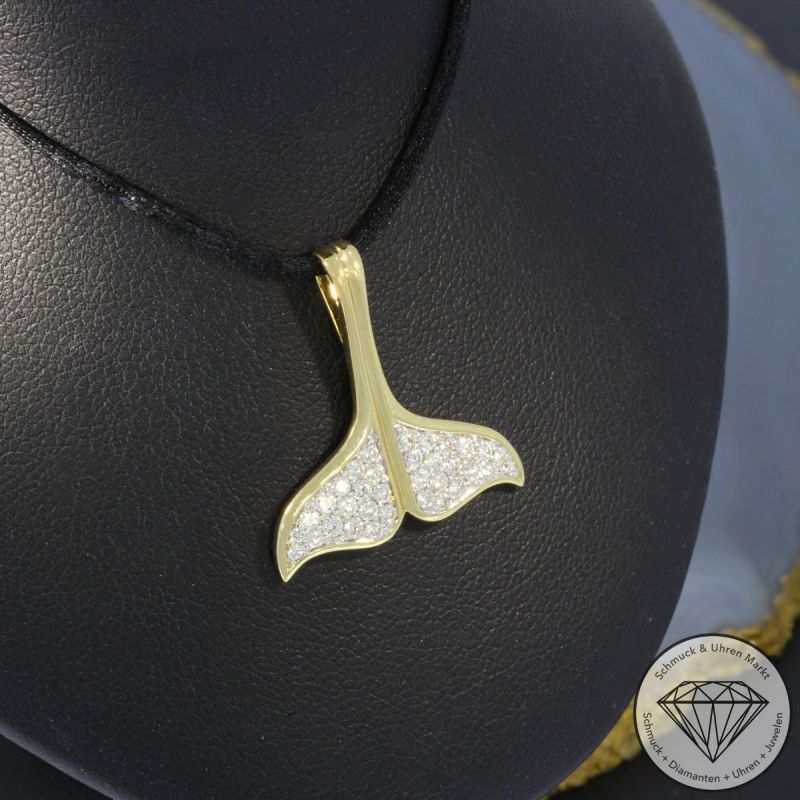 Wert 2750 € Brillant Anhänger Flosse (0,47 carat) in 585er 14 K Gelbgold - 99232
