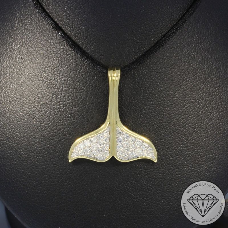 Wert 2750 € Brillant Anhänger Flosse (0,47 carat) in 585er 14 K Gelbgold - 99232