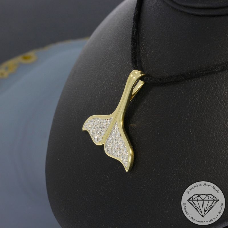 Wert 2750 € Brillant Anhänger Flosse (0,47 carat) in 585er 14 K Gelbgold - 99232