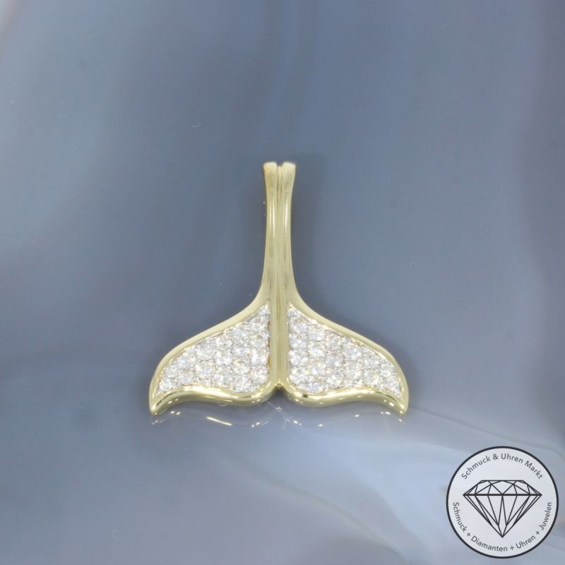 Wert 2750 € Brillant Anhänger Flosse (0,47 carat) in 585er 14 K Gelbgold - 99232