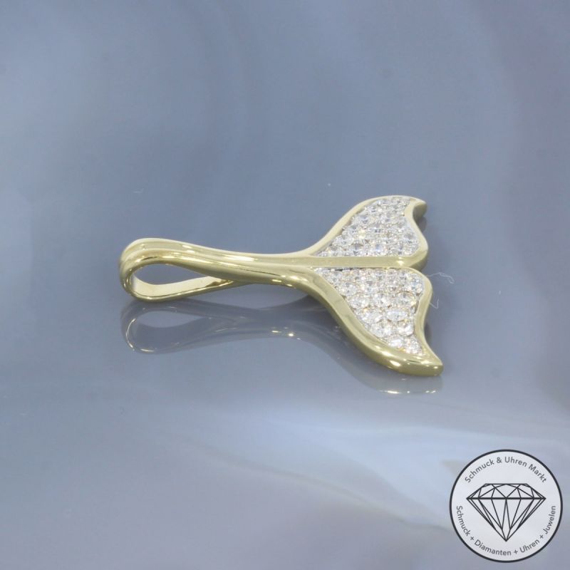 Wert 2750 € Brillant Anhänger Flosse (0,47 carat) in 585er 14 K Gelbgold - 99232