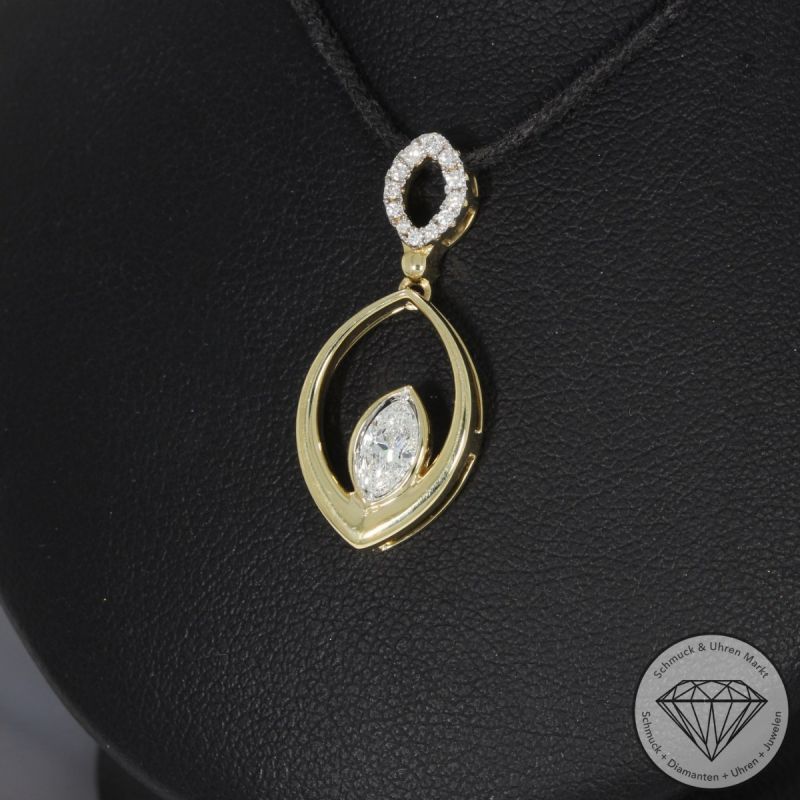 Wert 3190 € Brillant Diamant Anhänger in 585er 14 K Gelbgold - 99233