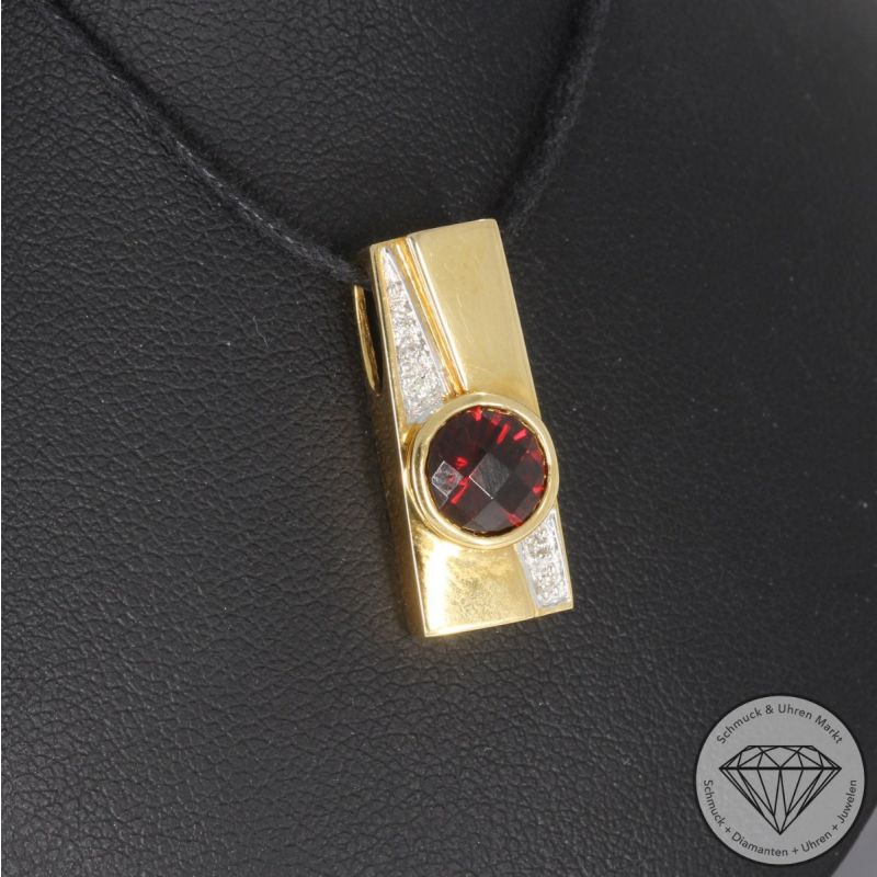 Wert 1610 € Brillant Granat Anhänger in 750er 18 K Gelbgold - 99238
