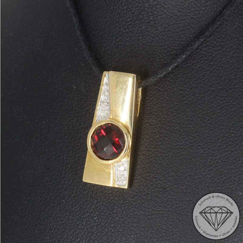 Wert 1610 € Brillant Granat Anhänger in 750er 18 K Gelbgold - 99238