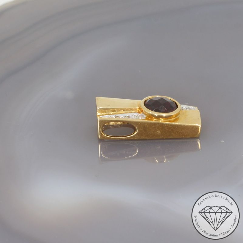 Wert 1610 € Brillant Granat Anhänger in 750er 18 K Gelbgold - 99238