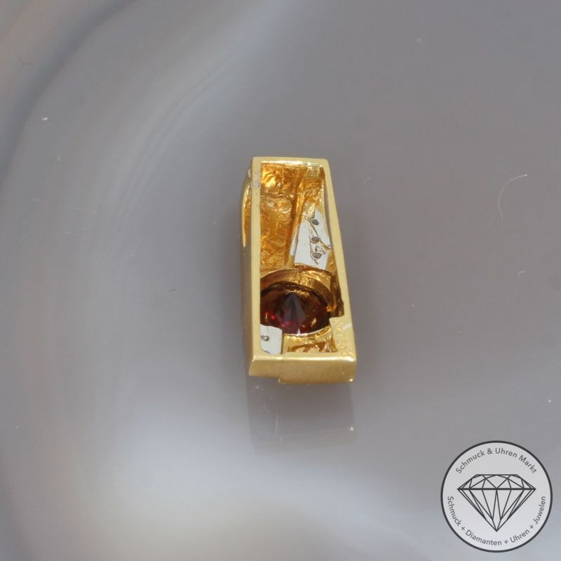 Wert 1610 € Brillant Granat Anhänger in 750er 18 K Gelbgold - 99238