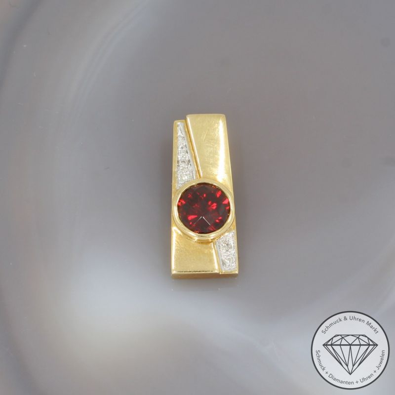 Wert 1610 € Brillant Granat Anhänger in 750er 18 K Gelbgold - 99238