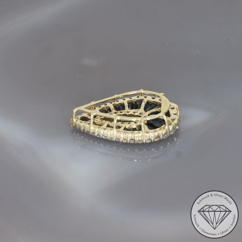 Wert 4090 € Brillant Saphir Anhänger in 585er 14 K Gelbgold - 99243