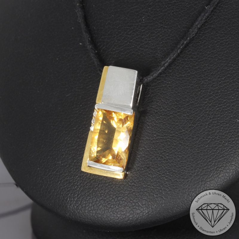 Wert 1540 € Bicolor Brillant Citrin Anhänger in 750er 18 K Gold - 99244
