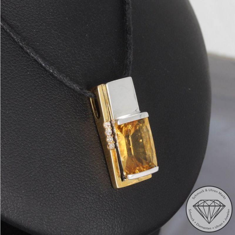 Wert 1540 € Bicolor Brillant Citrin Anhänger in 750er 18 K Gold - 99244