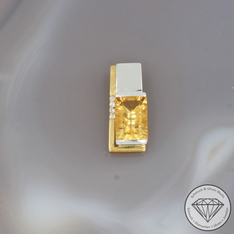 Wert 1540 € Bicolor Brillant Citrin Anhänger in 750er 18 K Gold - 99244